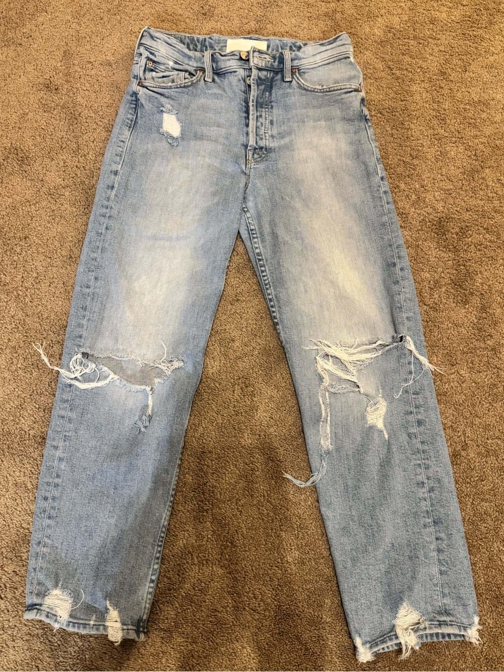 Mother Light Blue Distressed Women Jeans